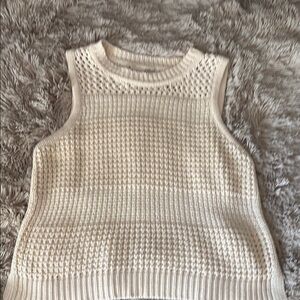 Cream Sleeveless Knit Top